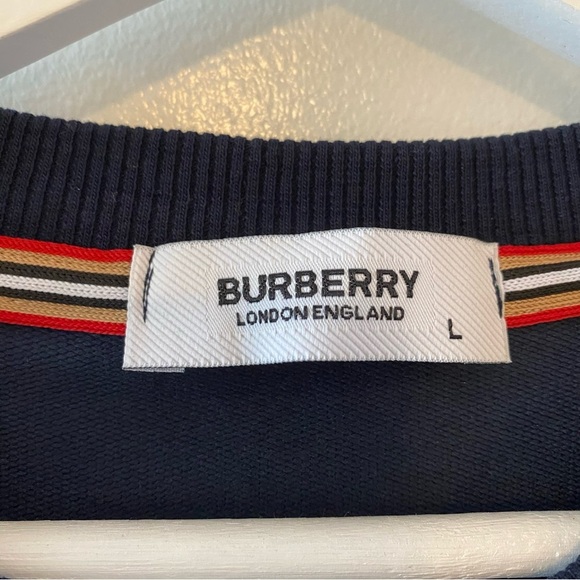 Vintage Burberry Blue Spellout Pullover Sweater Sweatshirt Top Men’s Size Large - Picture 7 of 11
